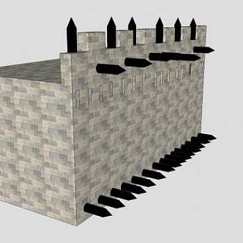 城墙护卫城楼SU模型下载_sketchup草图大师SKP模型
