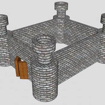 马塞夫城堡墙壁SU模型下载_sketchup草图大师SKP模型