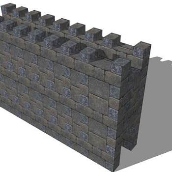 中世纪风格的墙SU模型下载_sketchup草图大师SKP模型