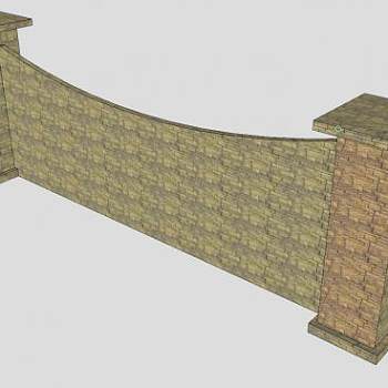 简约庭院围墙SU模型下载_sketchup草图大师SKP模型