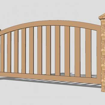 砖柱护栏围墙SU模型下载_sketchup草图大师SKP模型