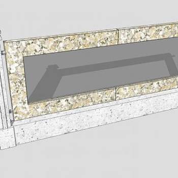 现代花岗石玻璃围墙SU模型下载_sketchup草图大师SKP模型