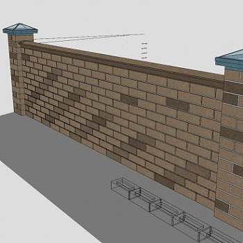 现代砌块瓷砖墙SU模型下载_sketchup草图大师SKP模型