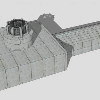 木萨比利大坝进水口结构SU模型下载_sketchup草图大师SKP模型