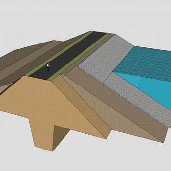 公路河道大坝SU模型下载_sketchup草图大师SKP模型