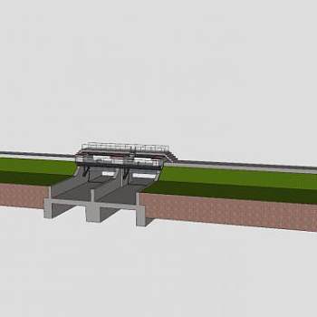 大型灌溉坝SU模型下载_sketchup草图大师SKP模型