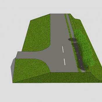 公路河堤SU模型下载_sketchup草图大师SKP模型