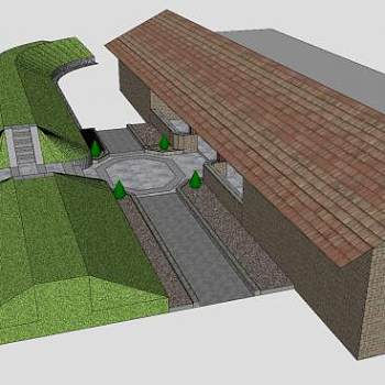 有堤防的房子SU模型下载_sketchup草图大师SKP模型