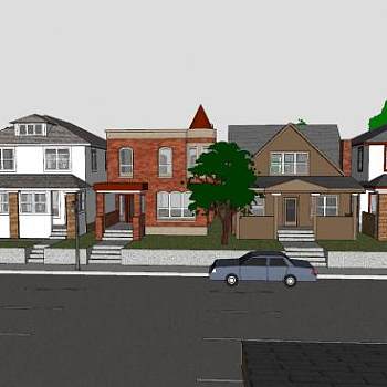 城市社区商业街SU模型下载_sketchup草图大师SKP模型