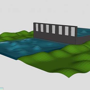 简易河堤水坝SU模型下载_sketchup草图大师SKP模型