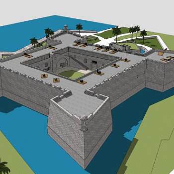 圣马科斯堡城堡建筑SU模型下载_sketchup草图大师SKP模型