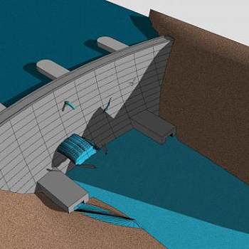 破裂的大坝SU模型下载_sketchup草图大师SKP模型