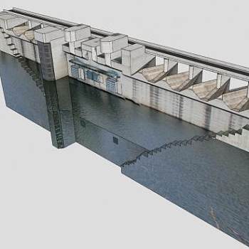 苫田水坝SU模型下载_sketchup草图大师SKP模型