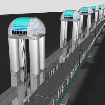 日本长良川河口堰SU模型下载_sketchup草图大师SKP模型