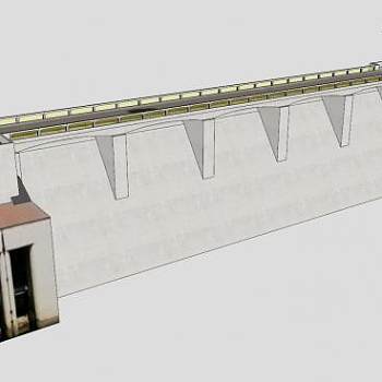 大型水库大坝SU模型下载_sketchup草图大师SKP模型