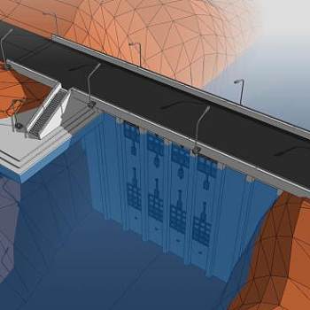跨山公路水坝SU模型下载_sketchup草图大师SKP模型