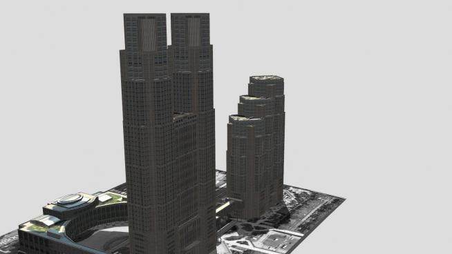 东京市政厅办公建筑SU模型下载_sketchup草图大师SKP模型