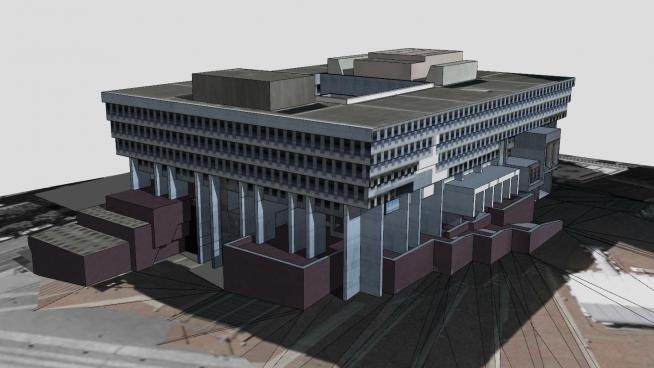 波士顿市政厅建筑SU模型下载_sketchup草图大师SKP模型