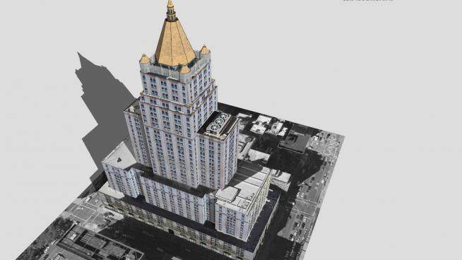纽约人寿大厦建筑SU模型下载_sketchup草图大师SKP模型