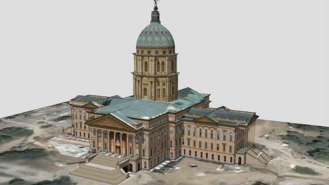 堪萨斯州议会大厦建筑SU模型下载_sketchup草图大师SKP模型