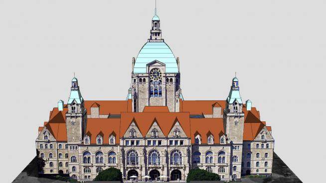 汉诺威市政厅建筑SU模型下载_sketchup草图大师SKP模型