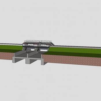 现代大型灌溉坝SU模型下载_sketchup草图大师SKP模型