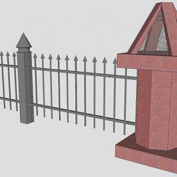 珊条尖顶护栏SU模型下载_sketchup草图大师SKP模型