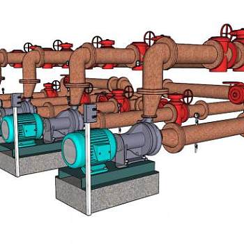多台抽水泵组的SU模型_su模型下载 草图大师模型_SKP模型