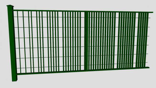 绿色金属围墙护栏SU模型下载_sketchup草图大师SKP模型