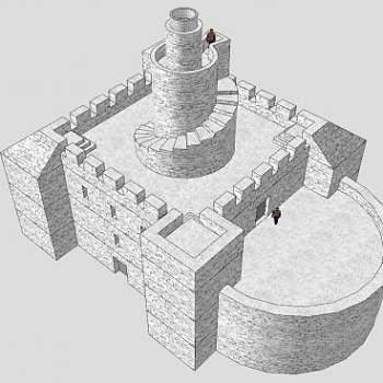 灯塔城墙SU模型下载_sketchup草图大师SKP模型