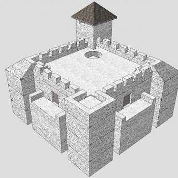 小型城墙城楼SU模型下载_sketchup草图大师SKP模型