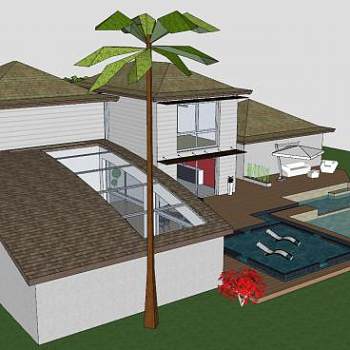 佛罗里达别墅建筑SU模型下载_sketchup草图大师SKP模型