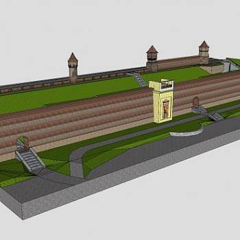 西比乌城墙SU模型下载_sketchup草图大师SKP模型