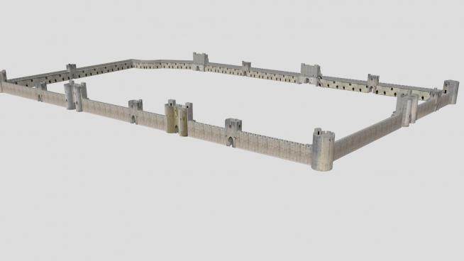 有城墙的十字军城市SU模型下载_sketchup草图大师SKP模型