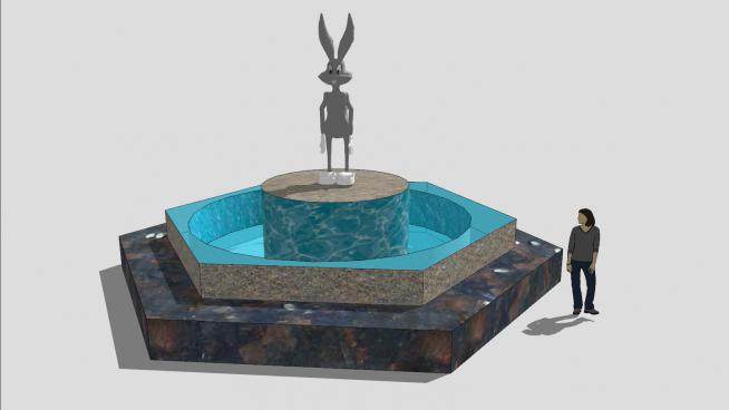 兔八哥雕塑景观喷泉SU模型下载_sketchup草图大师SKP模型