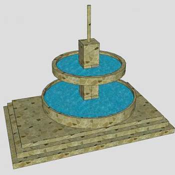 户外大型喷泉SU模型下载_sketchup草图大师SKP模型