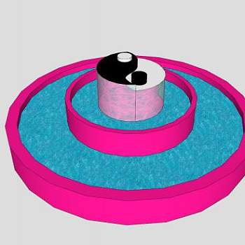 太极喷泉建筑SU模型下载_sketchup草图大师SKP模型