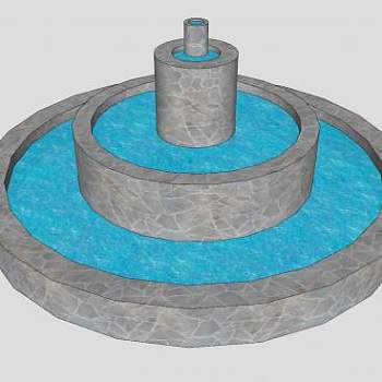 大理石叠层喷泉SU模型下载_sketchup草图大师SKP模型