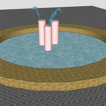 简易石柱喷水喷泉SU模型下载_sketchup草图大师SKP模型