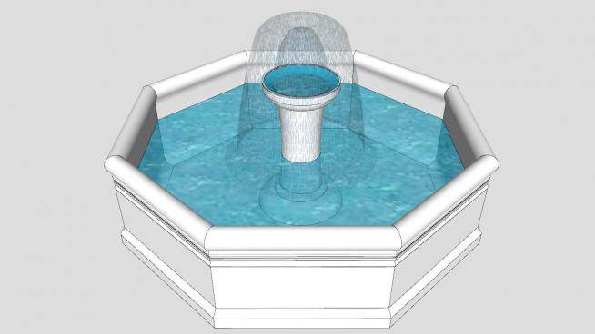 欧式八角喷水喷泉SU模型下载_sketchup草图大师SKP模型