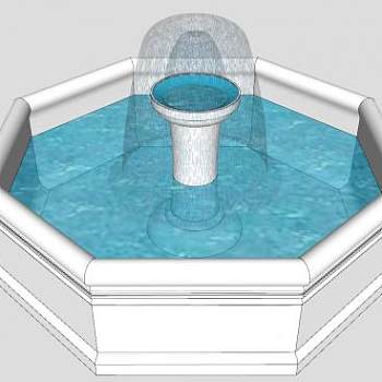 欧式八角喷水喷泉SU模型下载_sketchup草图大师SKP模型