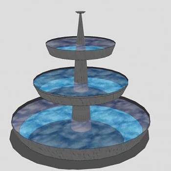 现代塔型叠层喷泉SU模型下载_sketchup草图大师SKP模型