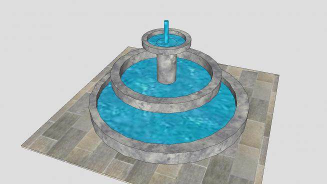 石造小品喷泉SU模型下载_sketchup草图大师SKP模型