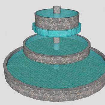 三层流水喷泉SU模型下载_sketchup草图大师SKP模型