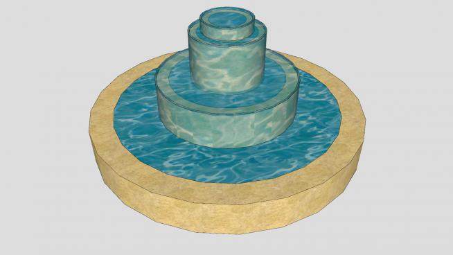 花式石造流水喷泉SU模型下载_sketchup草图大师SKP模型