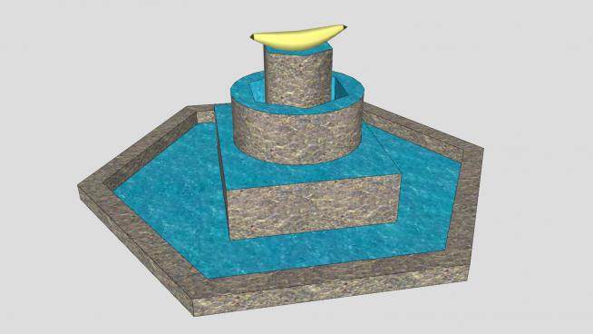 香蕉造型多边形喷泉水池SU模型下载_sketchup草图大师SKP模型