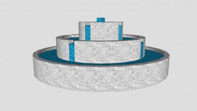 圆形十字流水喷泉SU模型下载_sketchup草图大师SKP模型