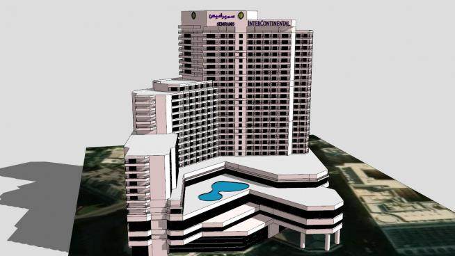 塞米勒米斯洲际酒店建筑SU模型下载_sketchup草图大师SKP模型