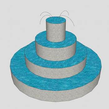 简易四层流水喷泉建筑SU模型下载_sketchup草图大师SKP模型