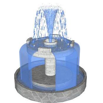 欧式花柱喷泉水池SU模型下载_sketchup草图大师SKP模型